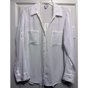 Express Portofino Blouse, Size L, White